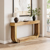 70.9" Console Table, 2-Tier Sofa Table with Heavy Duty U-Shaped Pedestal 3