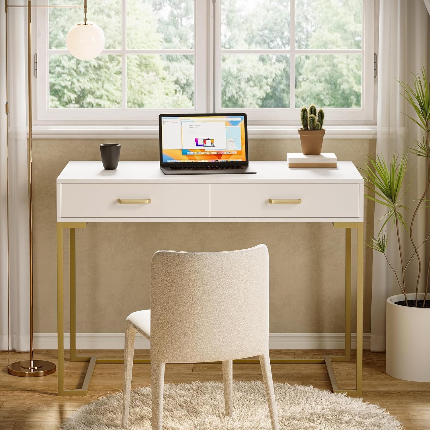 39" Computer Desk with Drawers, Modern Writing Desk Study Desk