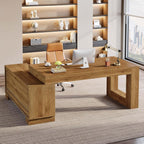 63" Computer Desk, L-shaped Executive Desk with Storage Cabinets