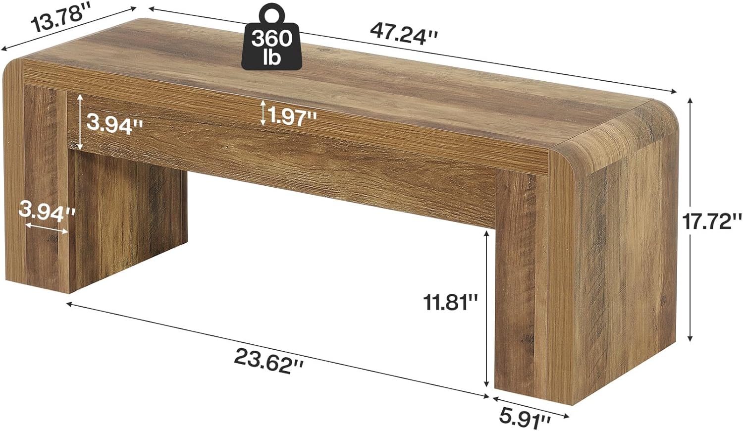 47" Entryway Bench, Large Shoe Bench with Heavy-Duty Legs