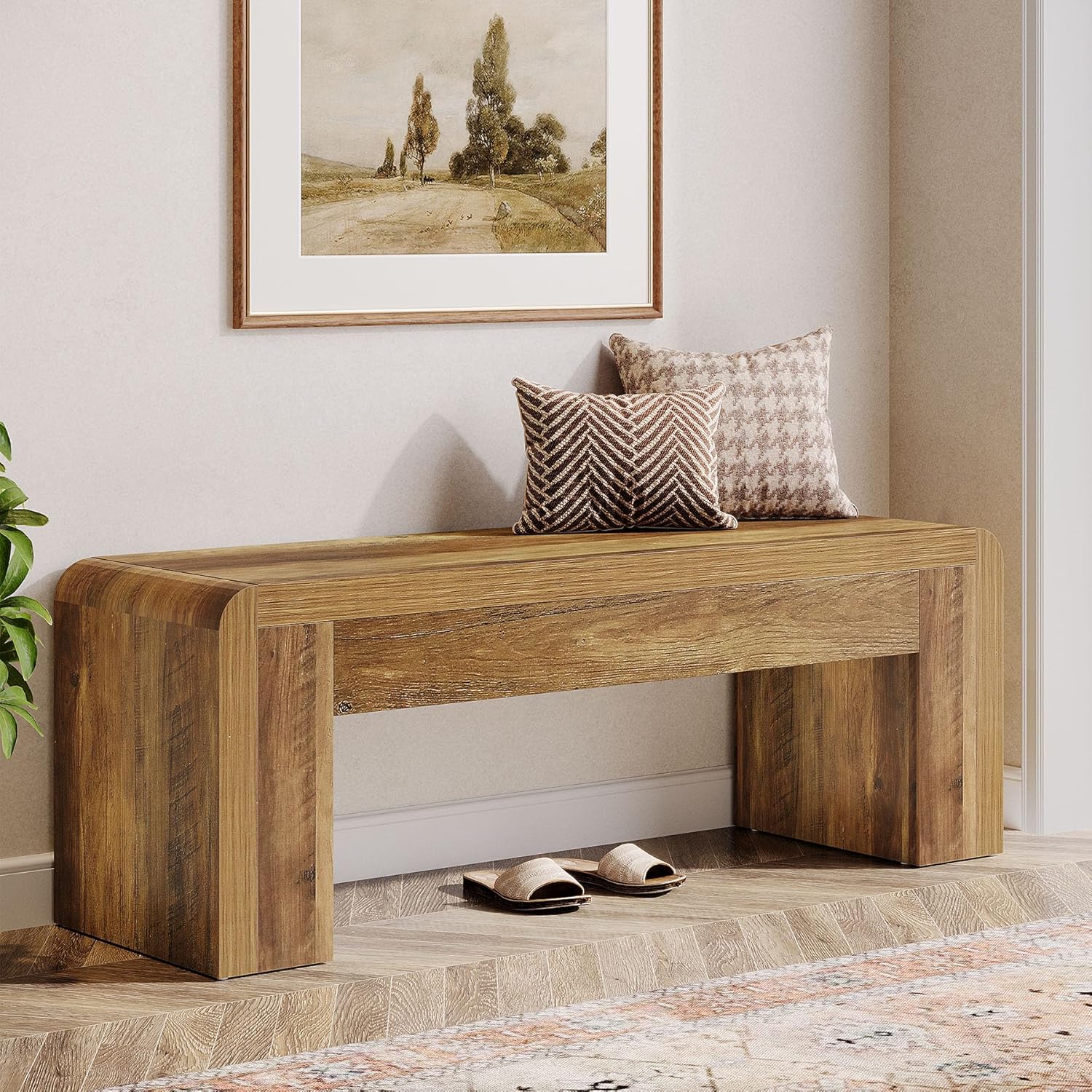 47" Entryway Bench, Large Shoe Bench with Heavy-Duty Legs