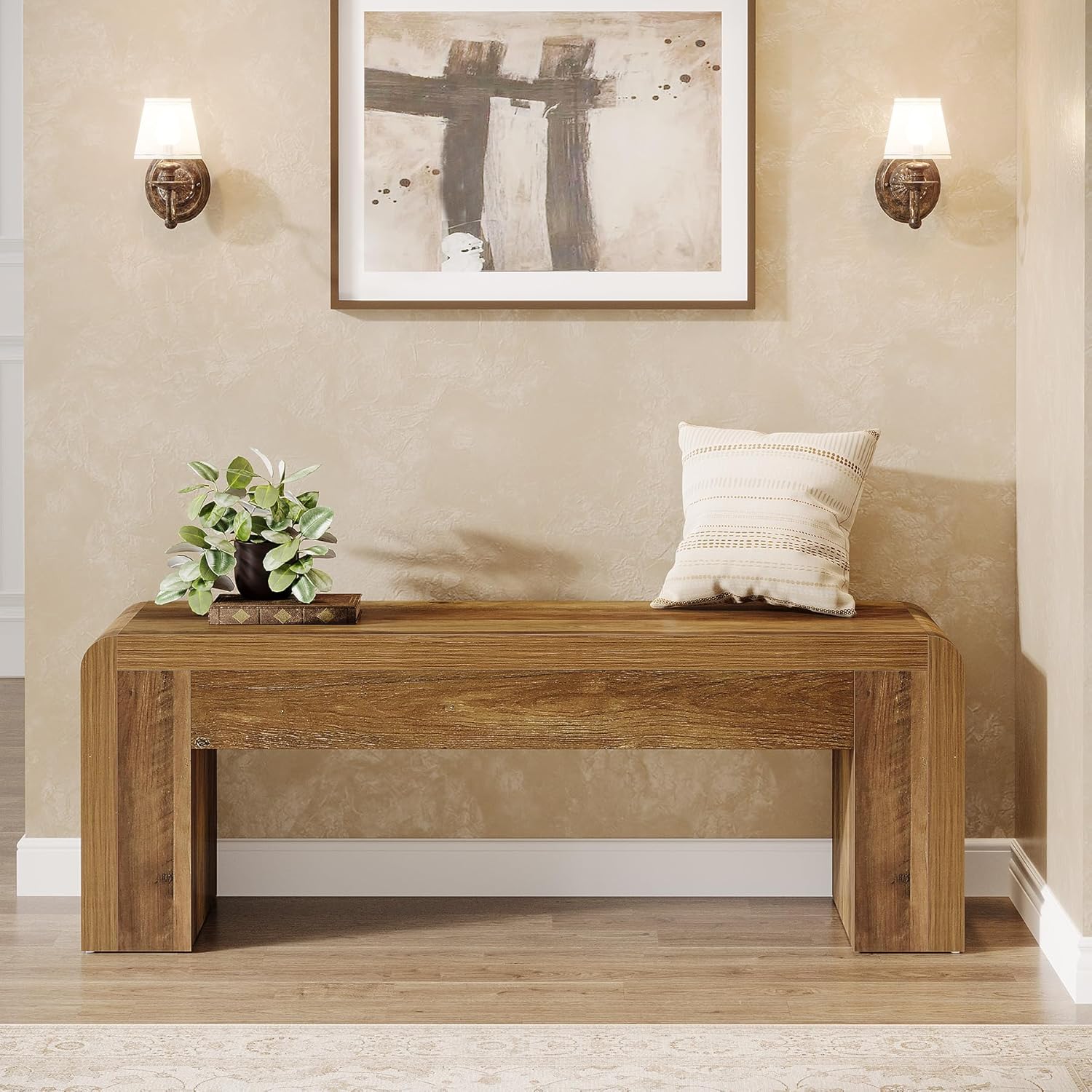 47" Entryway Bench, Large Shoe Bench with Heavy-Duty Legs