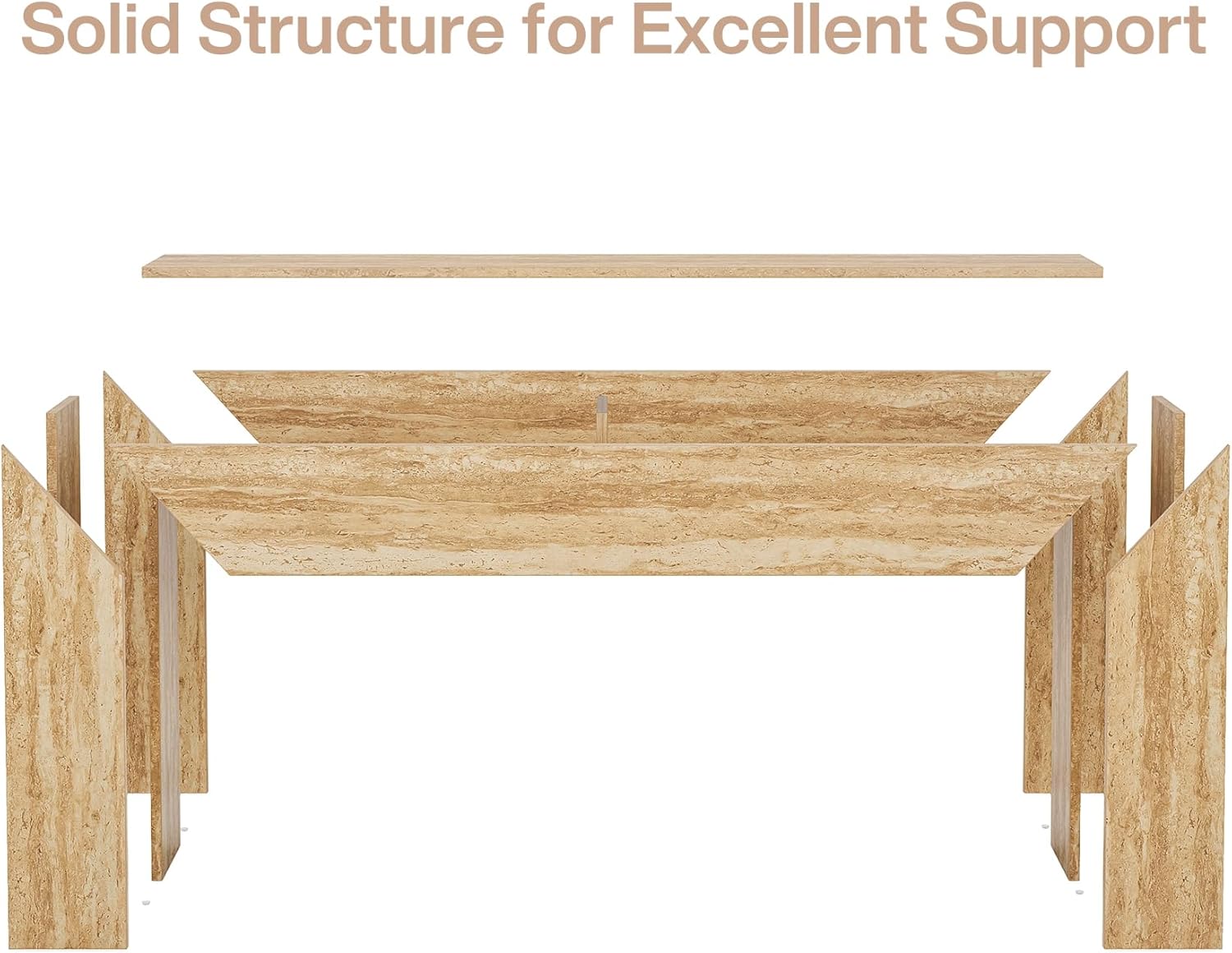 63" Console Table, Modern Entryway Table with Faux Travertine Finish