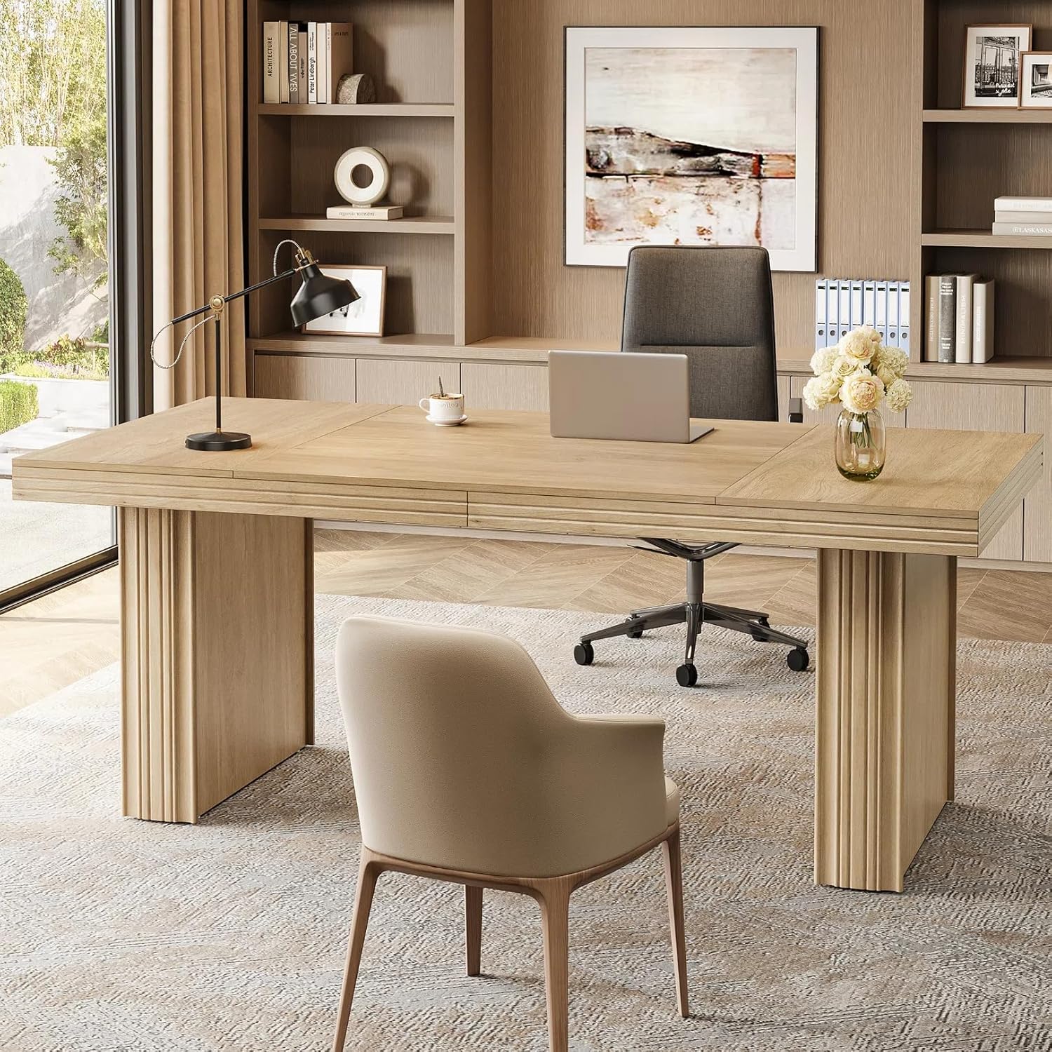 63" Executive Desk, Large Computer Desk with Heavy-Duty Legs