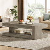 47.24" Coffee Table, Farmhouse 2-Tier Tea Cocktail Table with Storage 3
