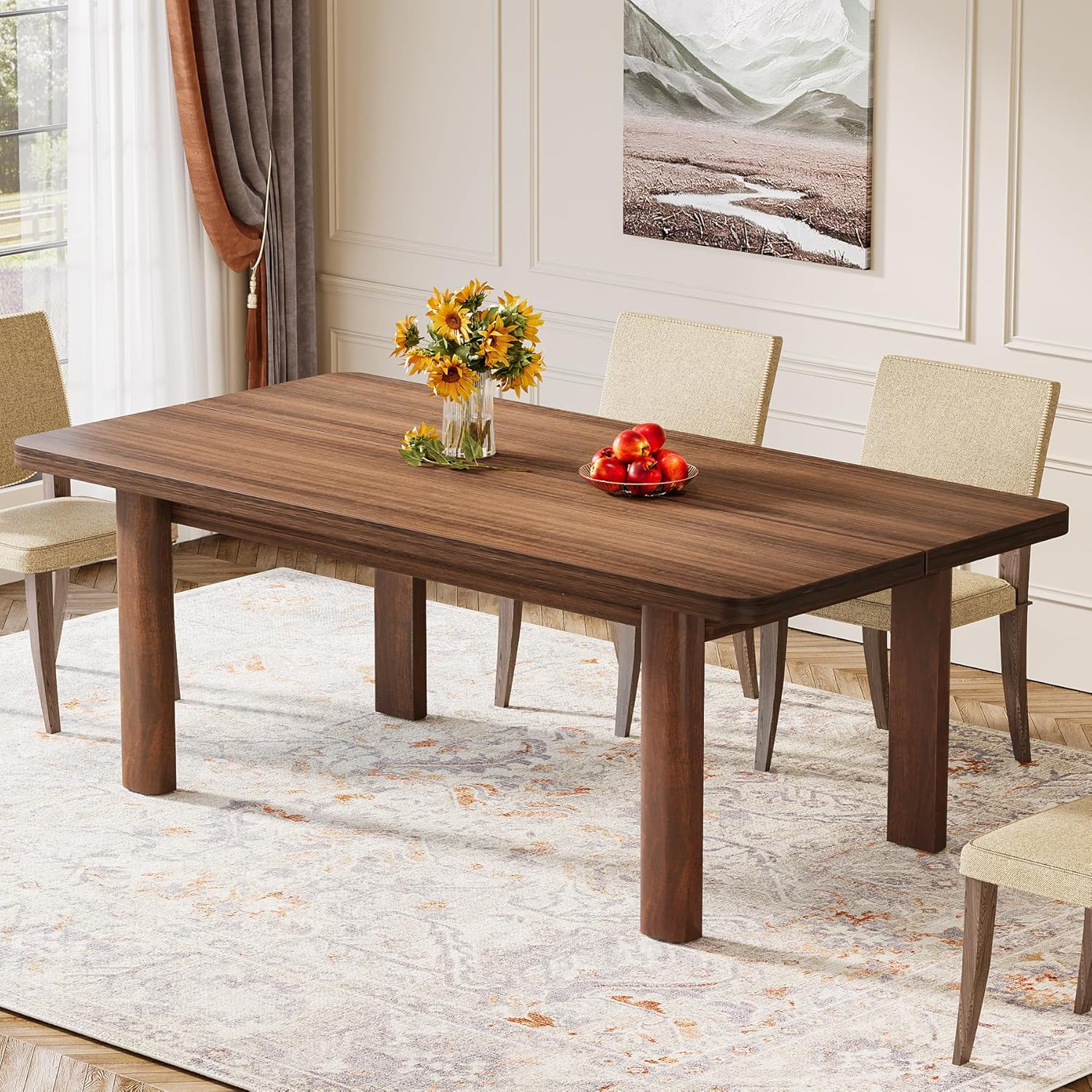 ダイニング Tribesigns 63-Inch Dining Table, Wood Farmhouse Kitchen Table for