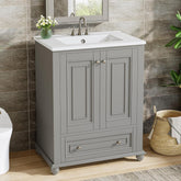 23.6" Bathroom Vanity, Freestanding Bathroom Storage Vanity Cabinet with 2 Doors 3