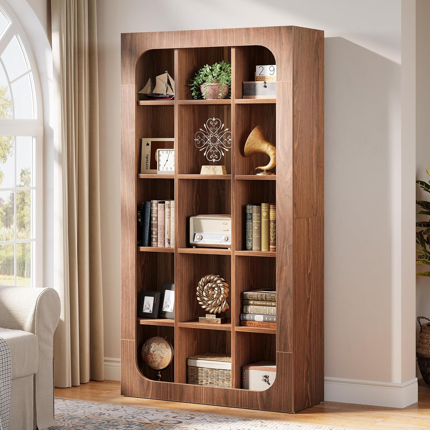 70.8" Bookshelf, 5-Tier Cube Bookcase Display Rack - Thumbnail 5