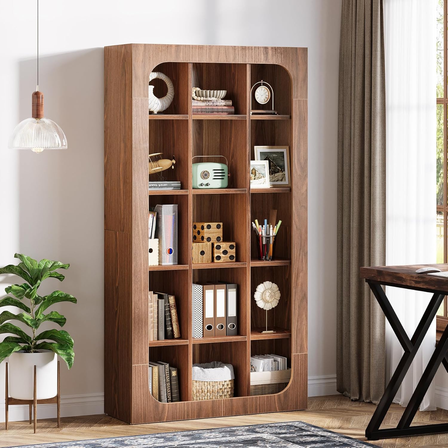 70.8" Bookshelf, 5-Tier Cube Bookcase Display Rack