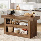 55" Kitchen Island, Farmhouse 3 - Tier Island Table with Large Countertop Tribesigns 3