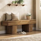 55" Entryway Bench, Farmhouse End of Bed Bench Long Dining Bench Tribesigns