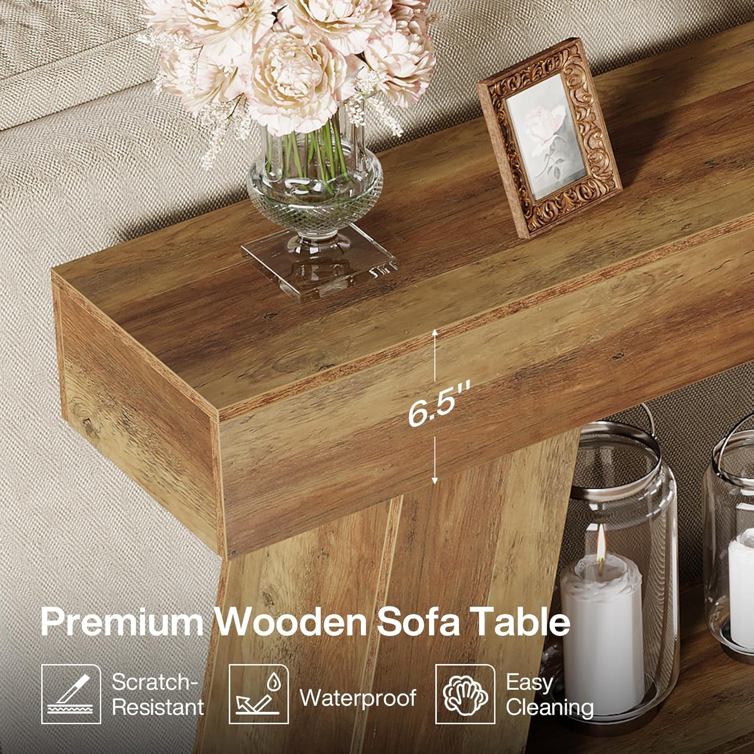 70.87" Console Table, Farmhouse 2 - Tier Sofa Table with Open Storage Shelf Tribesigns