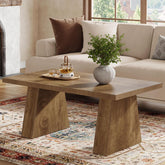 47.2" Coffee Table, Farmhouse Rectangular Accent Cocktail Center Table Tribesigns 3
