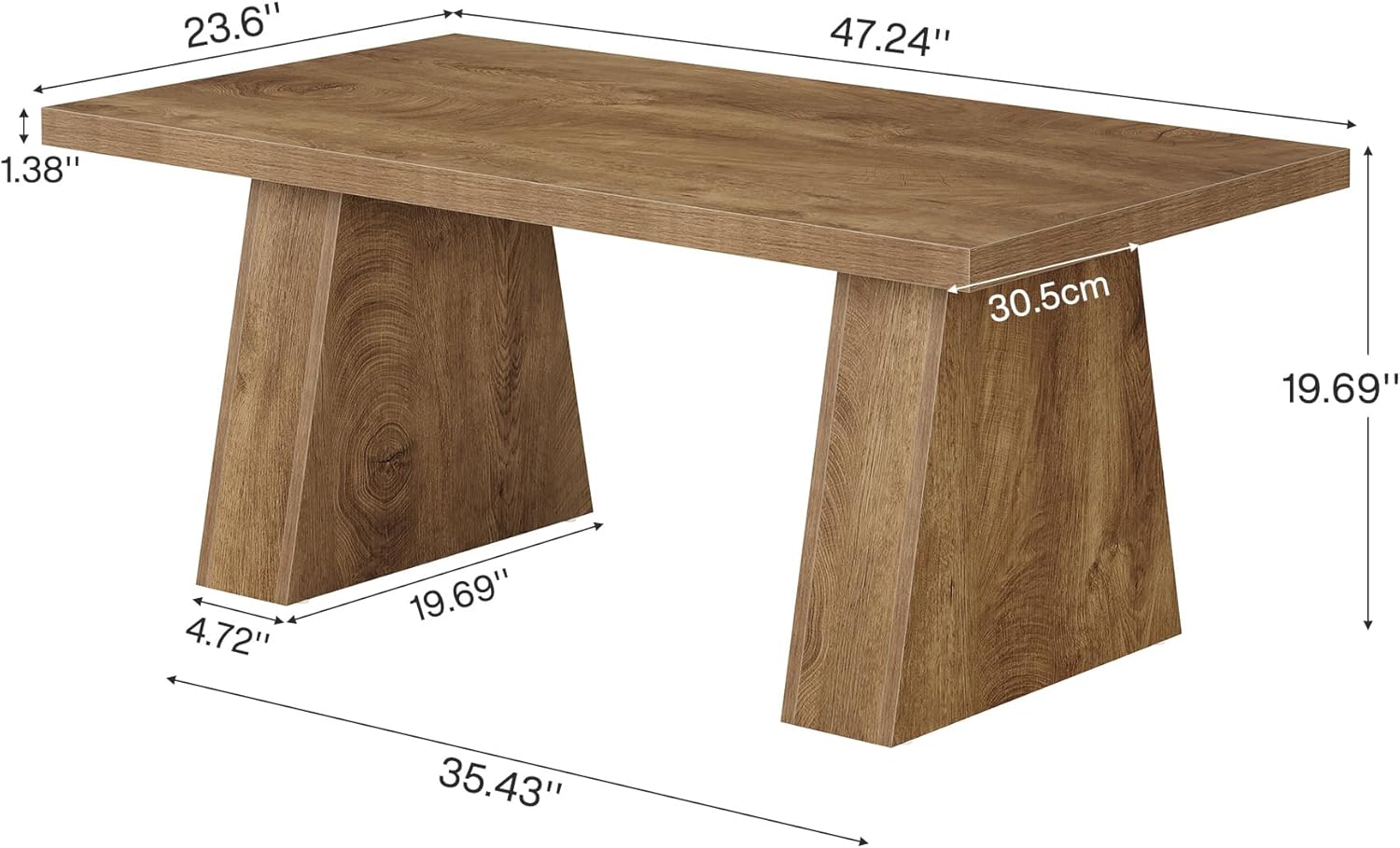 47.2" Coffee Table, Farmhouse Rectangular Accent Cocktail Center Table Tribesigns