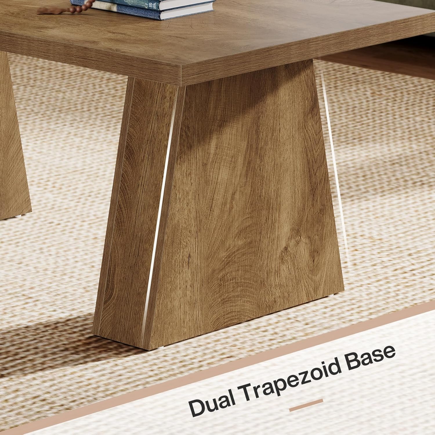 47.2" Coffee Table, Farmhouse Rectangular Accent Cocktail Center Table Tribesigns