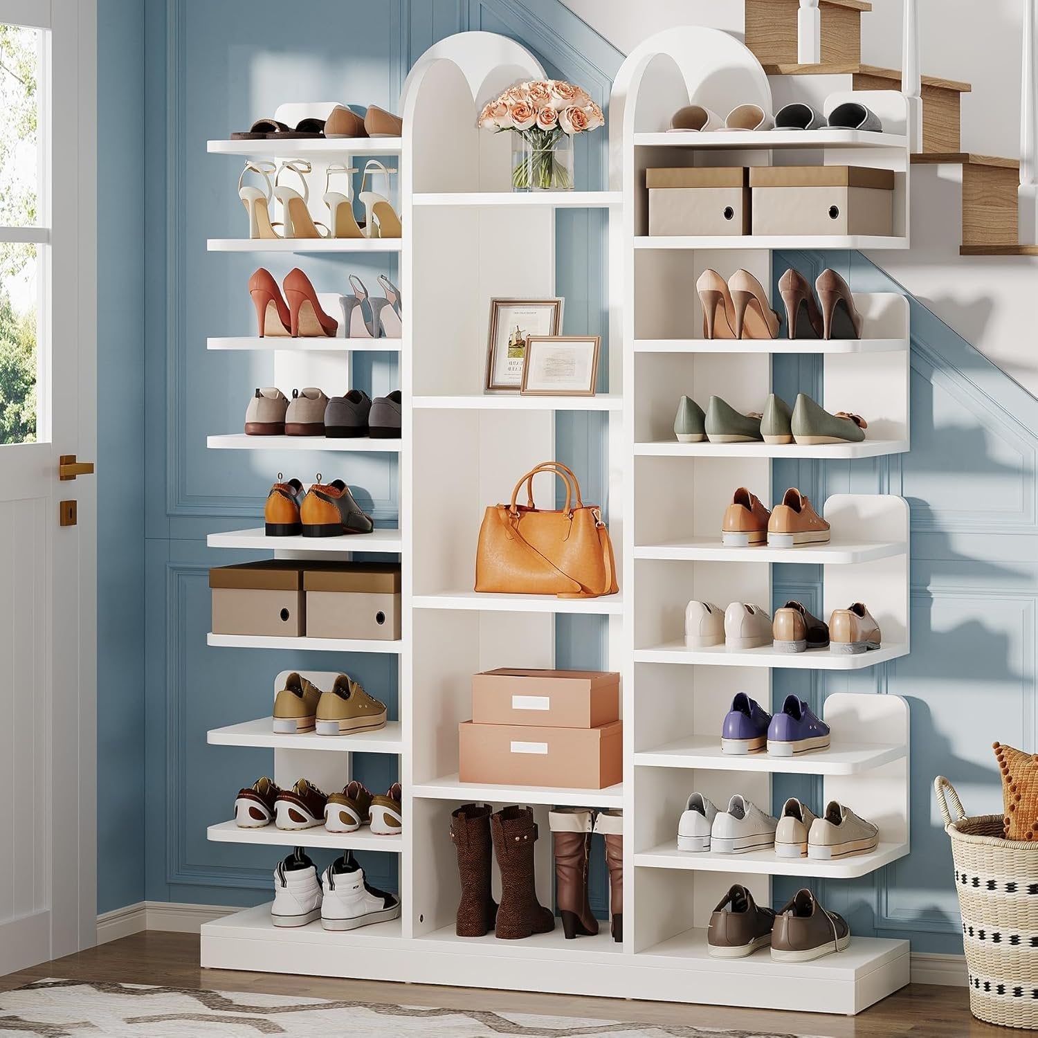 13-Tier Shoe Rack, Freestanding Entryway Shoe Organizer with Open Shelves