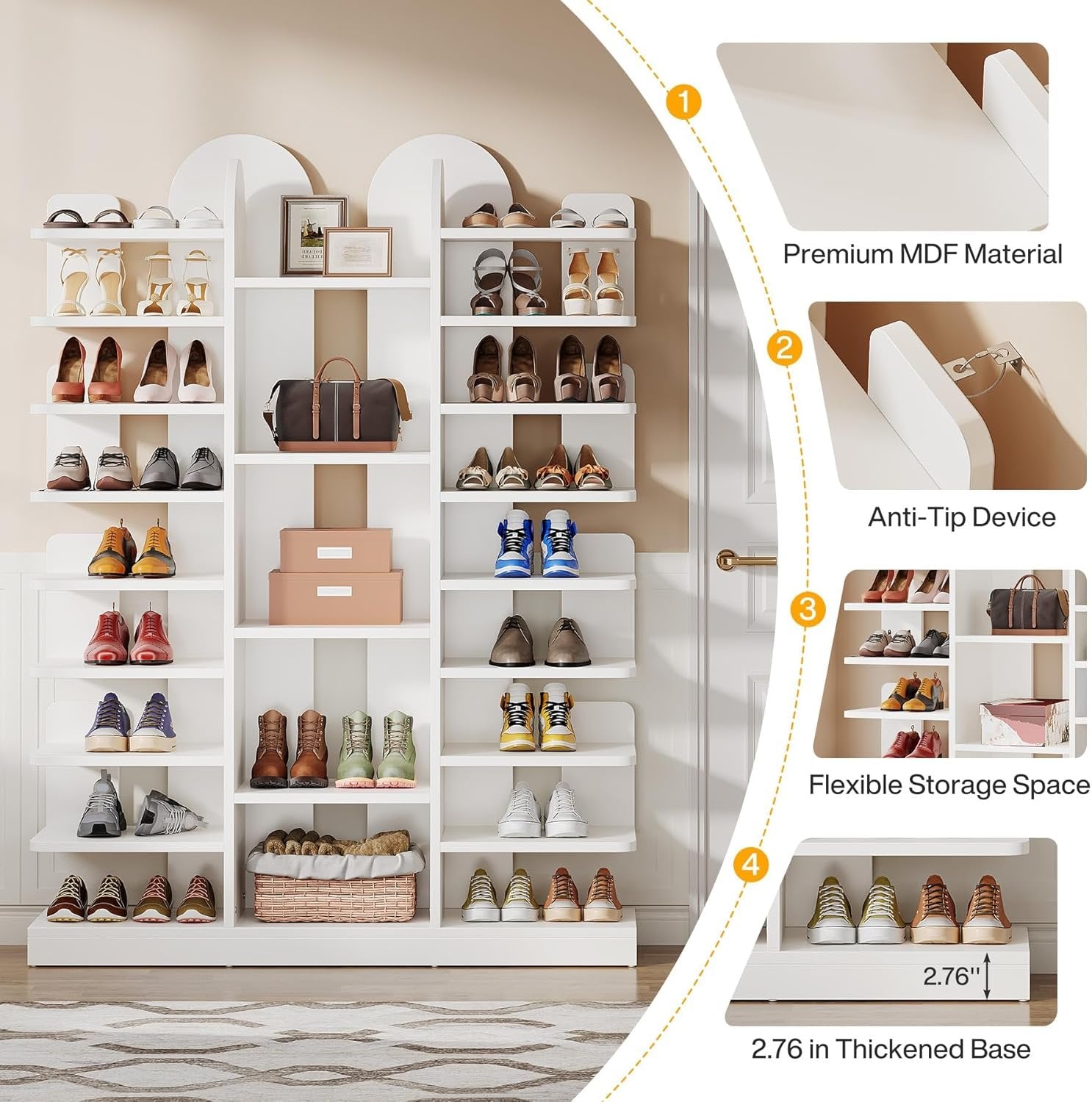 Tribesigns Wood Shoe Rack 13-Tier Freestanding Entryway Shoe