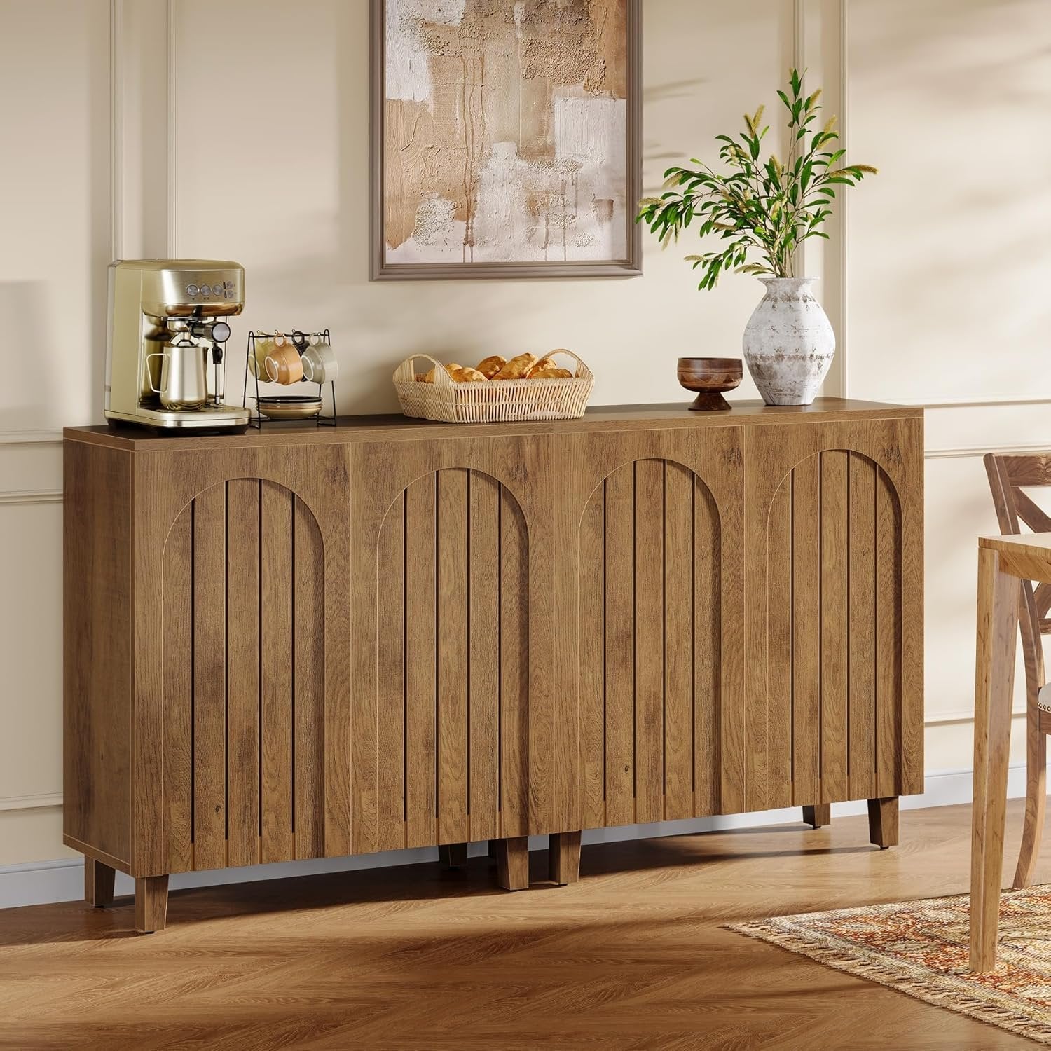 Sideboard Buffet Cabinet Set of 2, 63" Accent Cabinet with Shutter Doors