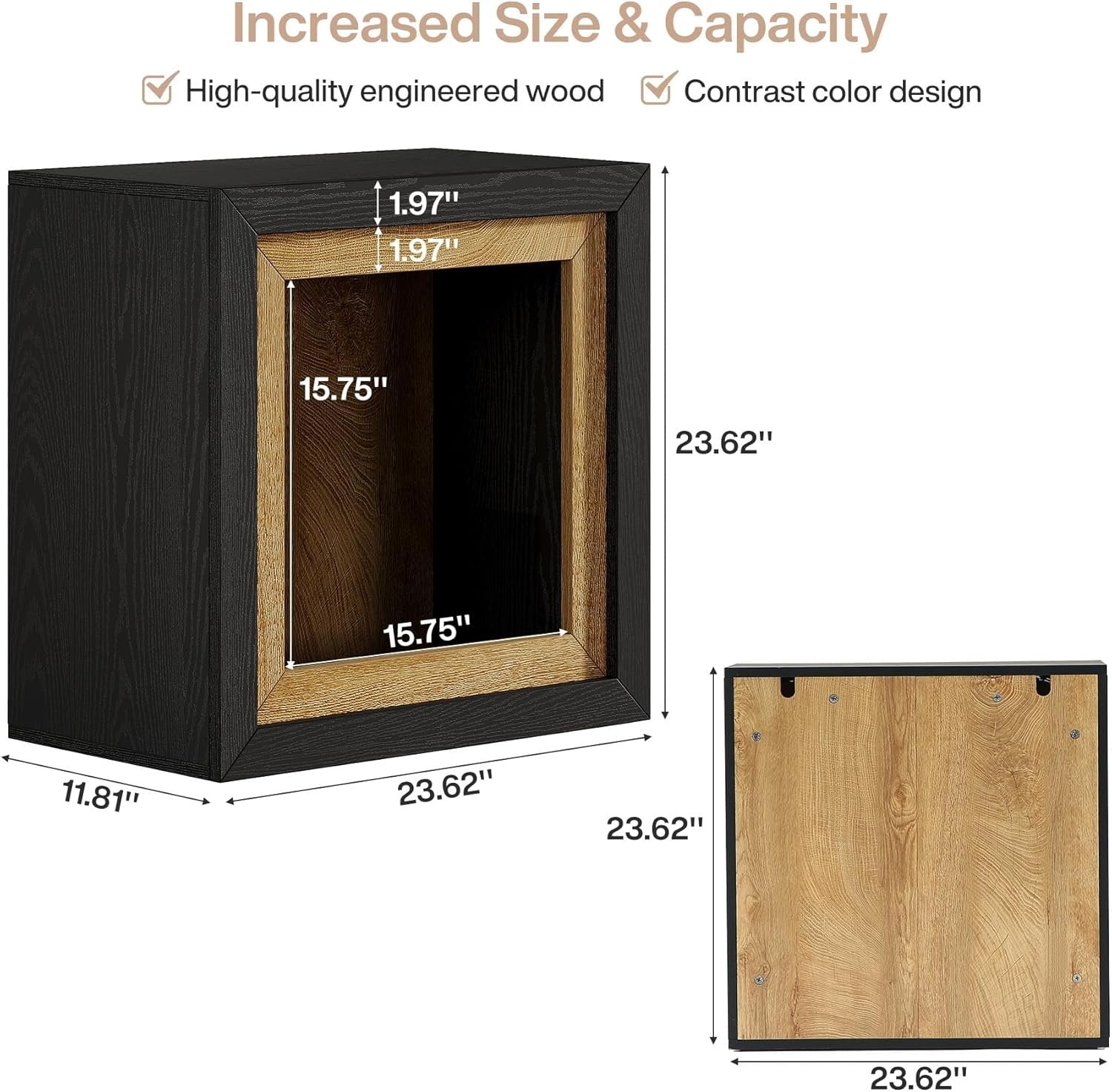 Modern End Table, Rectangle Side Table with Frame-Inspired Design