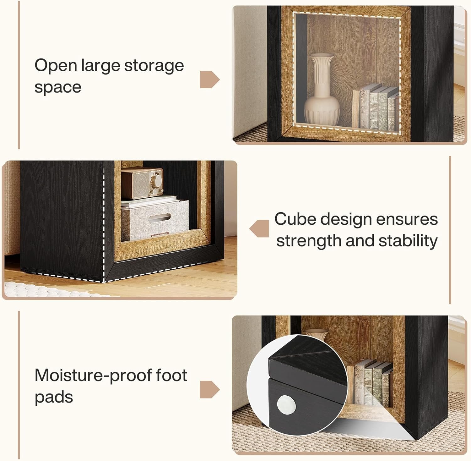 Modern End Table, Rectangle Side Table with Frame-Inspired Design