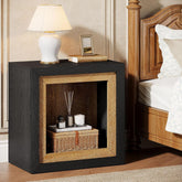 23.6" Nightstand, Wooden Cube Bedside Table with Frame-Inspired Design 3