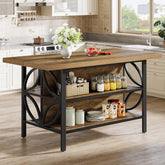 63" Kitchen Island with Storage, 2-Tier Kitchen Bar Table with Large Worktop 3