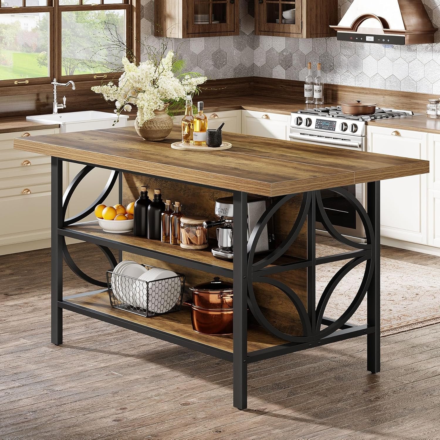 63" Kitchen Island with Storage - Thumbnail 2