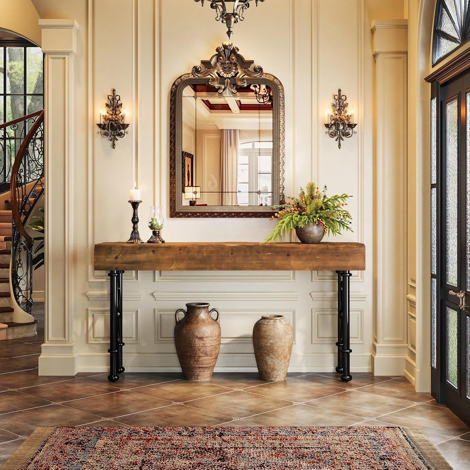 55" Console Table,  Farmhouse Entryway Sofa Table for Hallway