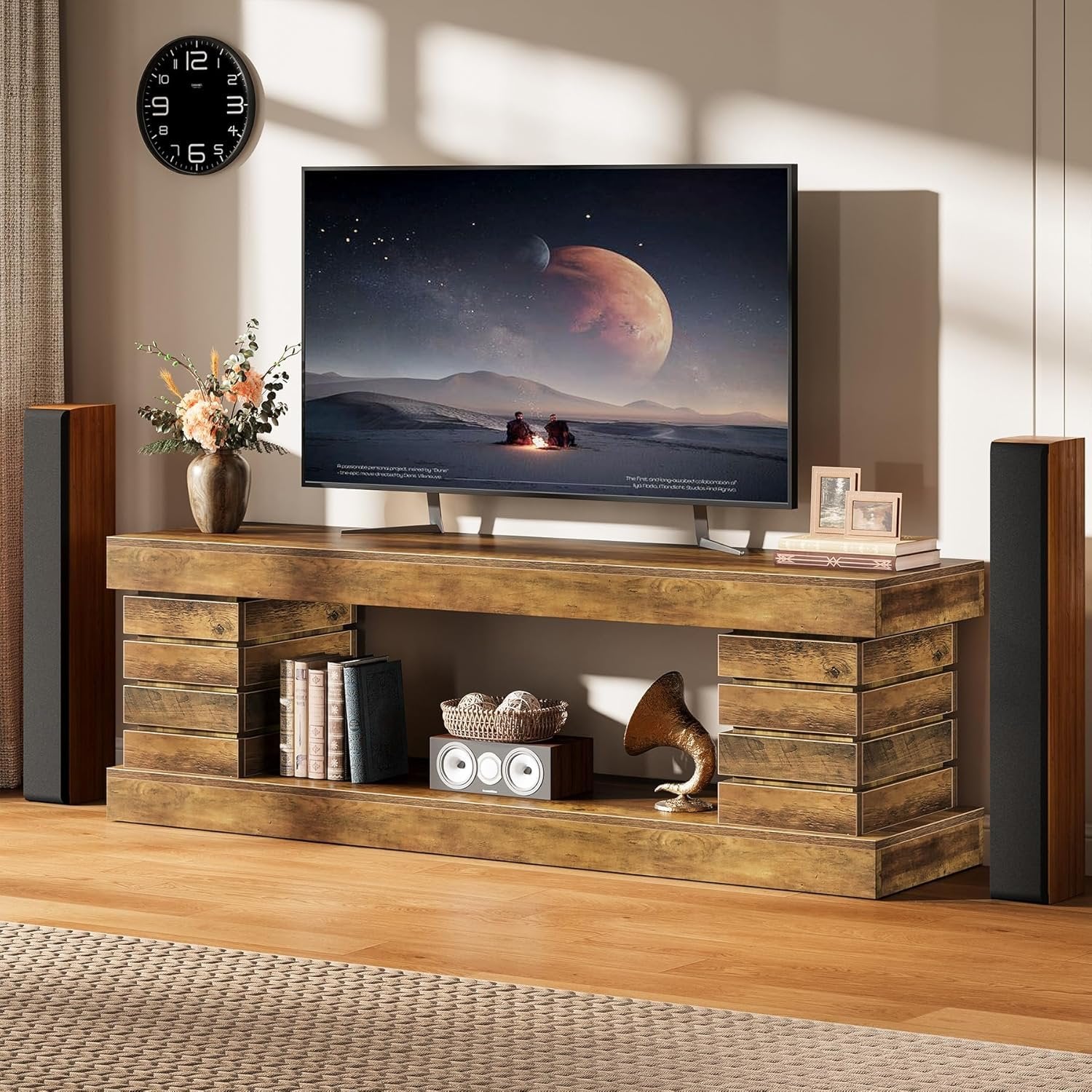 70.9" TV Stand for 65/70/75/80" TVs, Industrial Entertainment Center with Storage