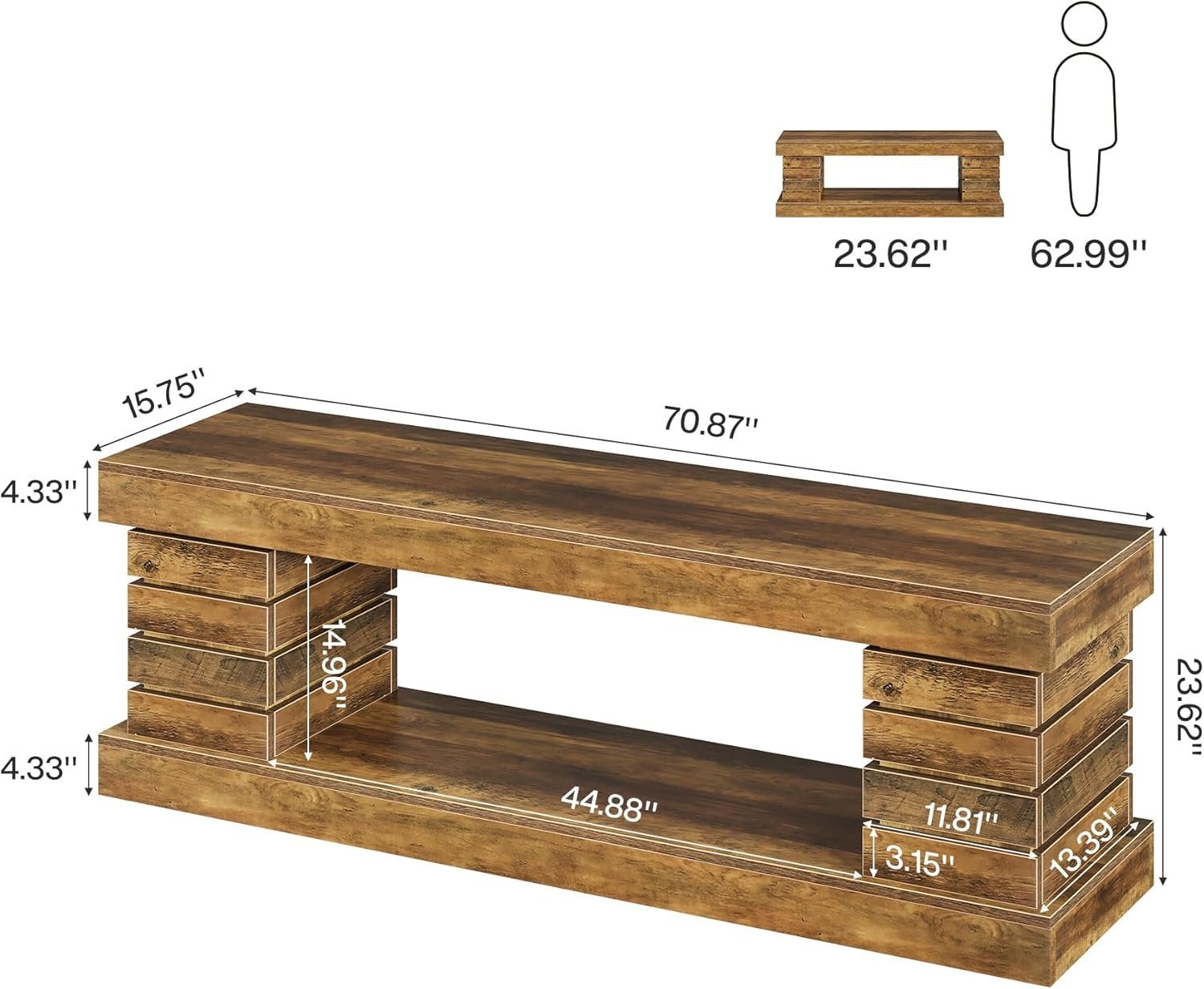 70.9" TV Stand for 65/70/75/80" TVs, Industrial Entertainment Center with Storage