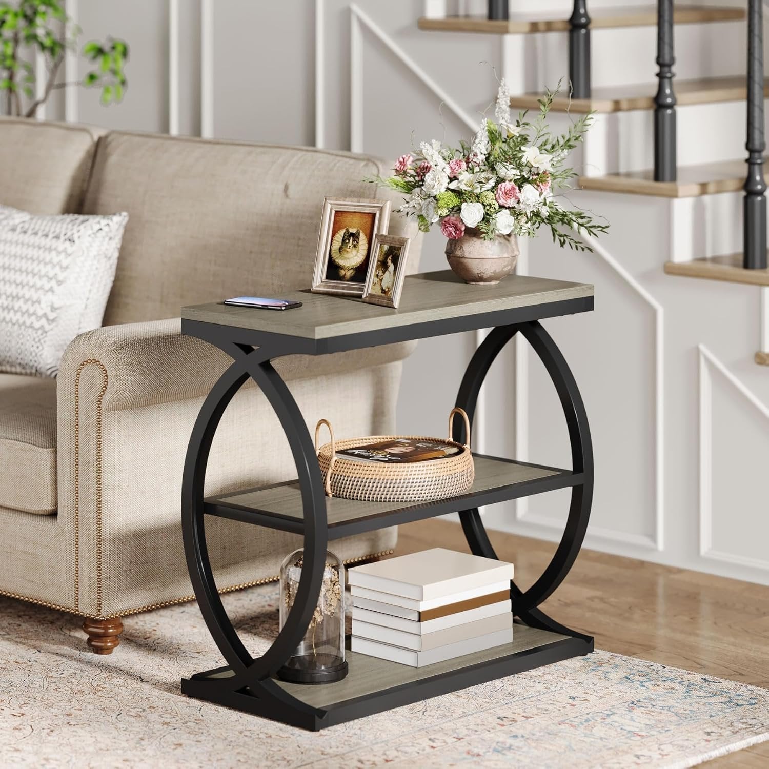 23.6" End Table, Narrow 3-Tier Side Table Nightstand for Living Room