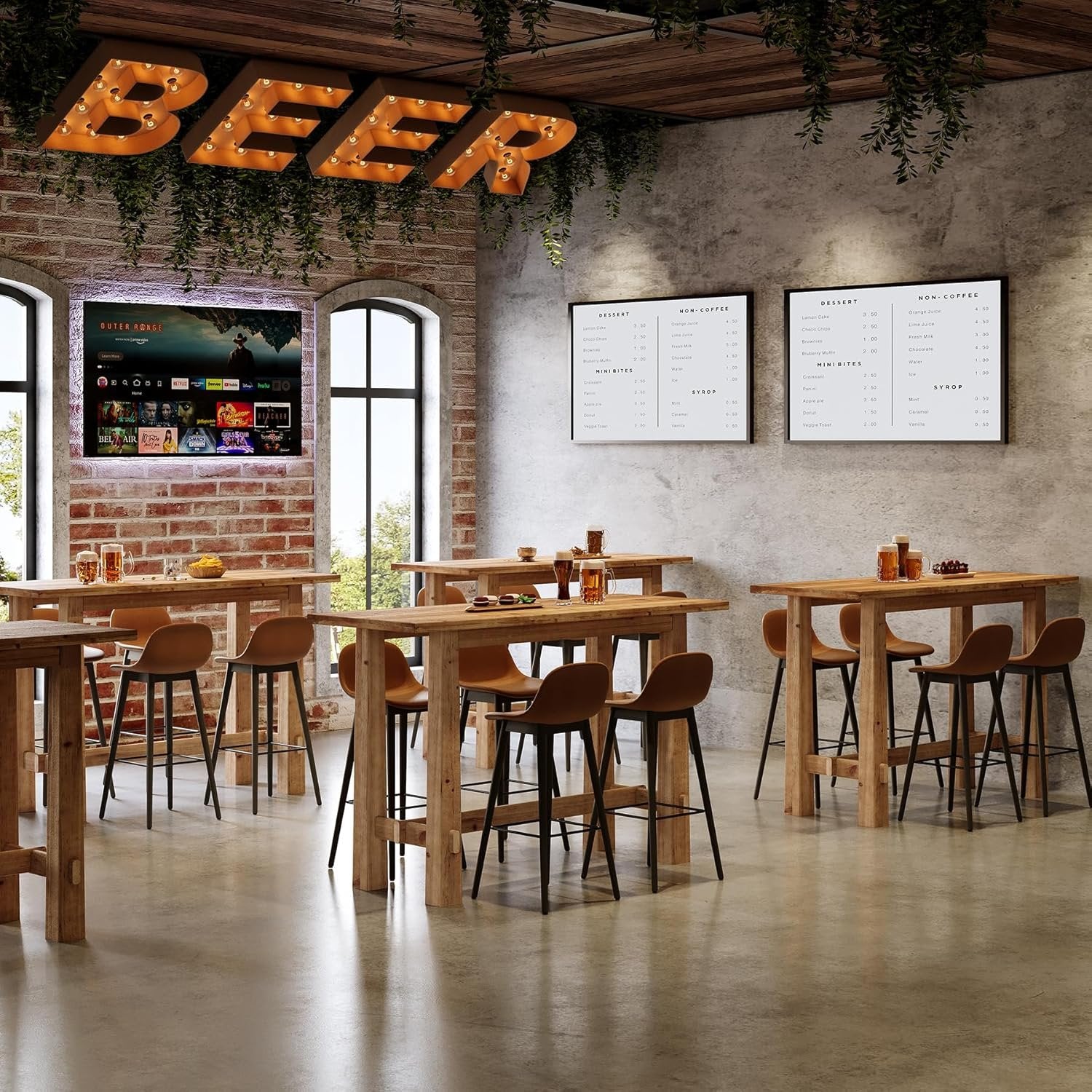 63" Bar Table, Wood Bar Height Pub Table Home Bar Unit