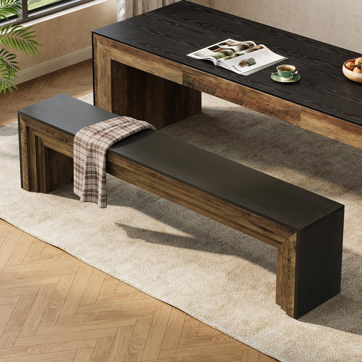 70.9“ Dining Bench, Farmhouse Long Kitchen Bench Seating-Tribesigns