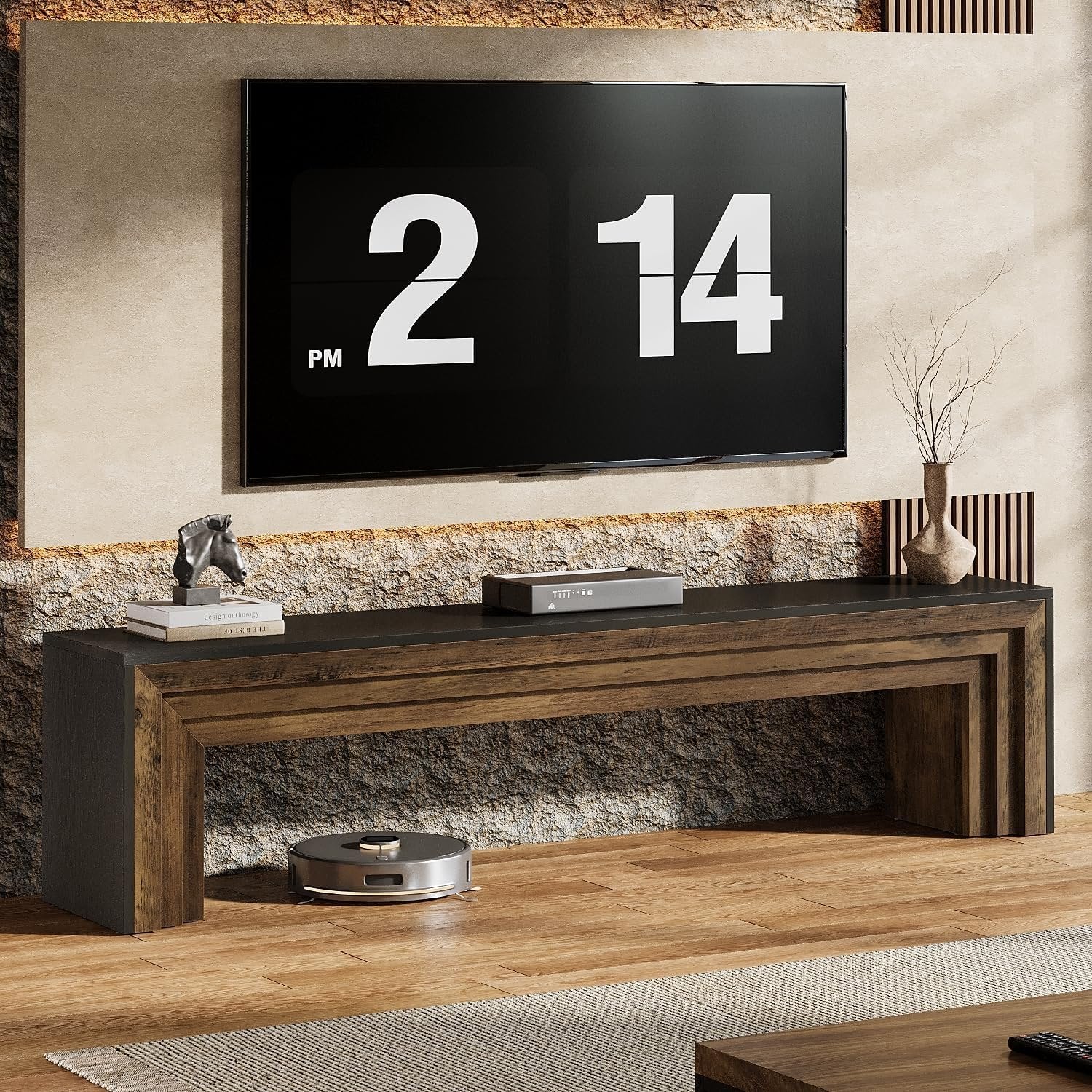 70.9" TV Stand, Wooden Entertainment Center Console for 75-Inch TVs