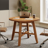 31.5" Solid Wood Conference Table, Small Round Office Table for 2-4 3