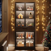 71" Display Cabinet, 5-Tier Curio Cabinet Display Case Bookcase with LED Lights 3