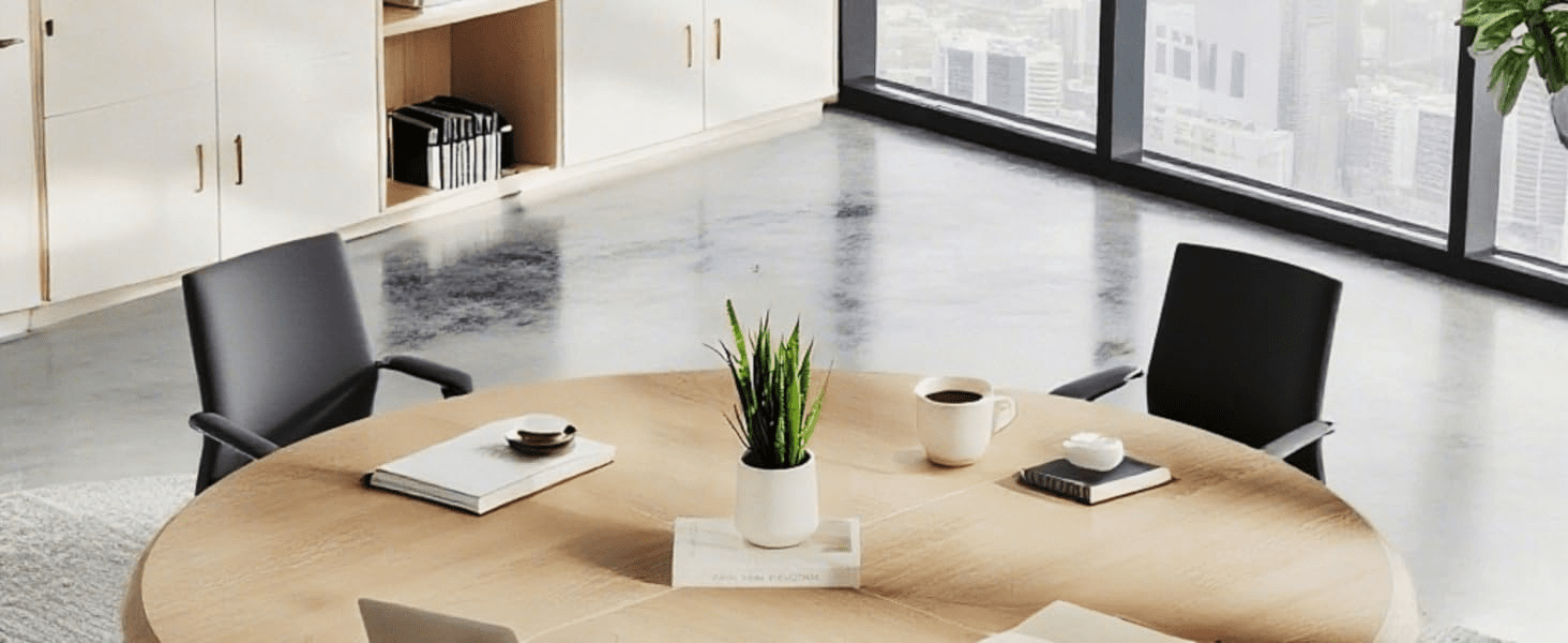 Modern Coffee Table, Flower-Shaped Center Table with Faux Marble Tabletop