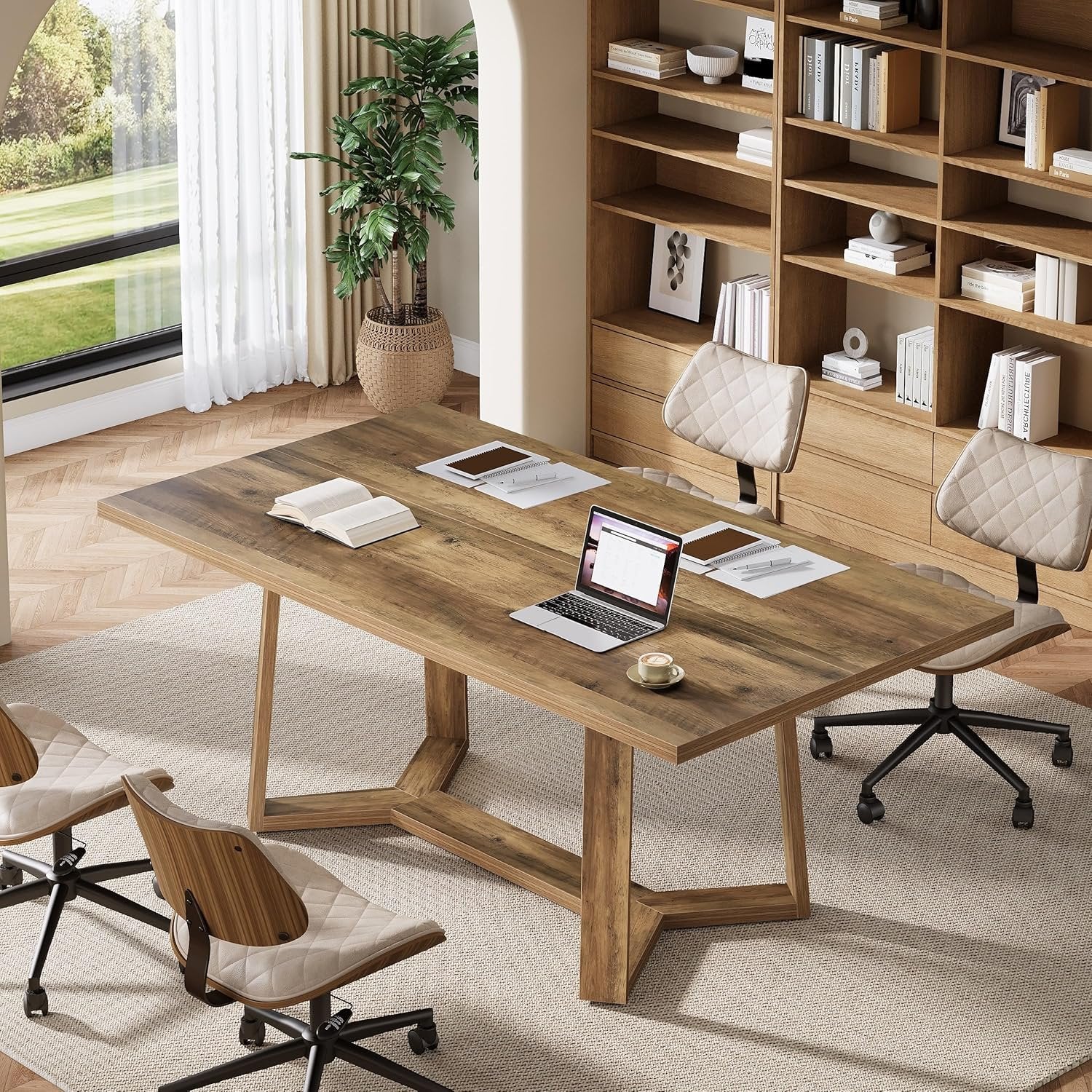 47" Computer Desk, Farmhouse Simple Executive Desk Writing Table for Home Office