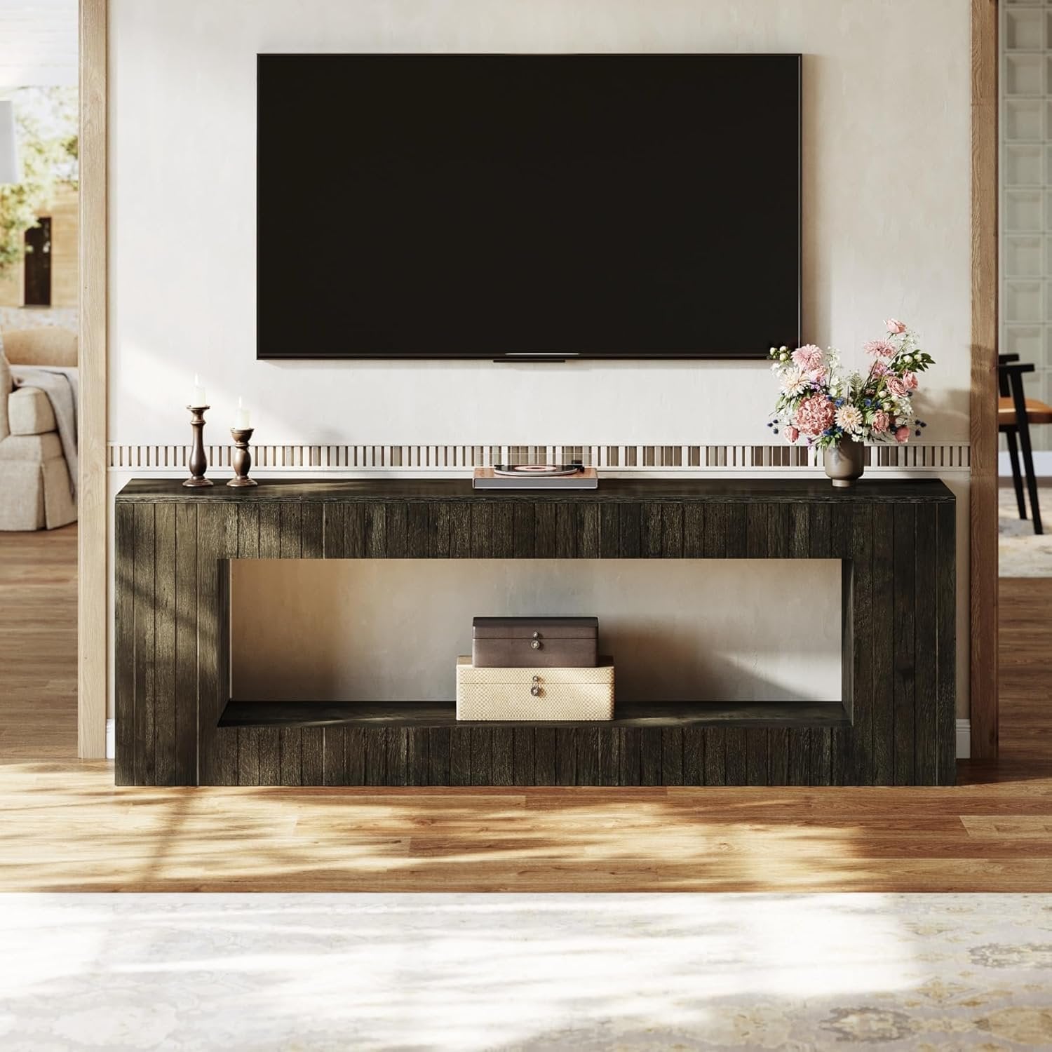 63" Modern TV Stand, 2-Tier Entertainment Center with Storage for 65/75-Inch TVs