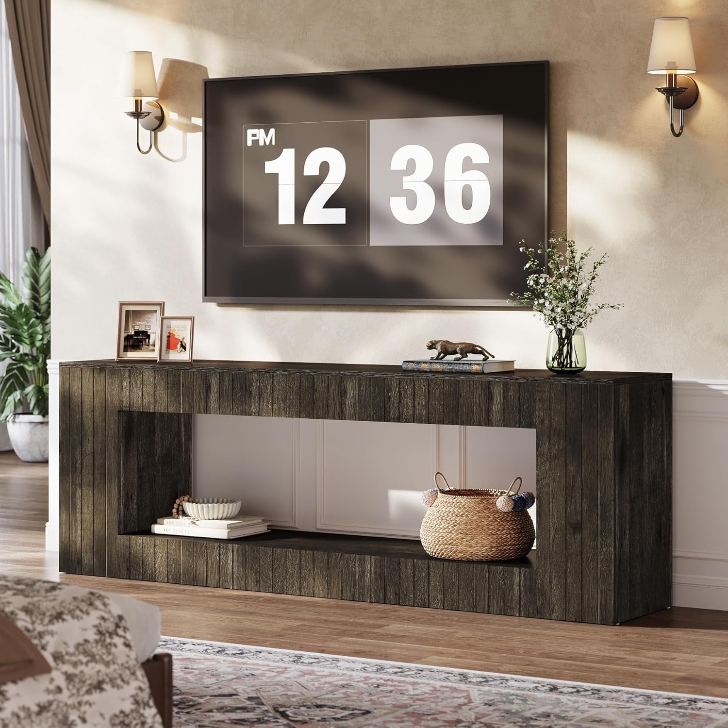 63" Modern TV Stand, 2-Tier Entertainment Center with Storage for 65/75-Inch TVs