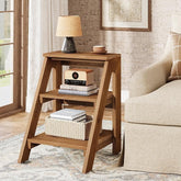 Solid Wood End Table, 3-Tier Farmhouse Side Table with Shelves 3