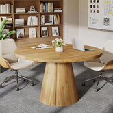 Solid Wood Conference Table, 47.24" Round Meeting Table for 4-6 People 3