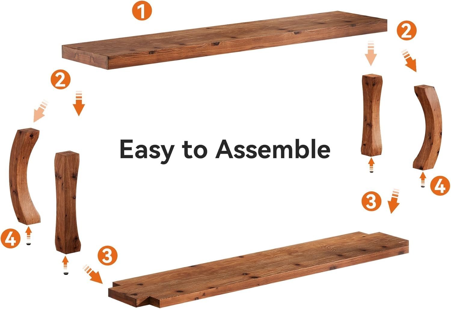 2-Tier Solid Wood Dining Bench, 59" Farmhouse Entryway Bench with Open Shelves