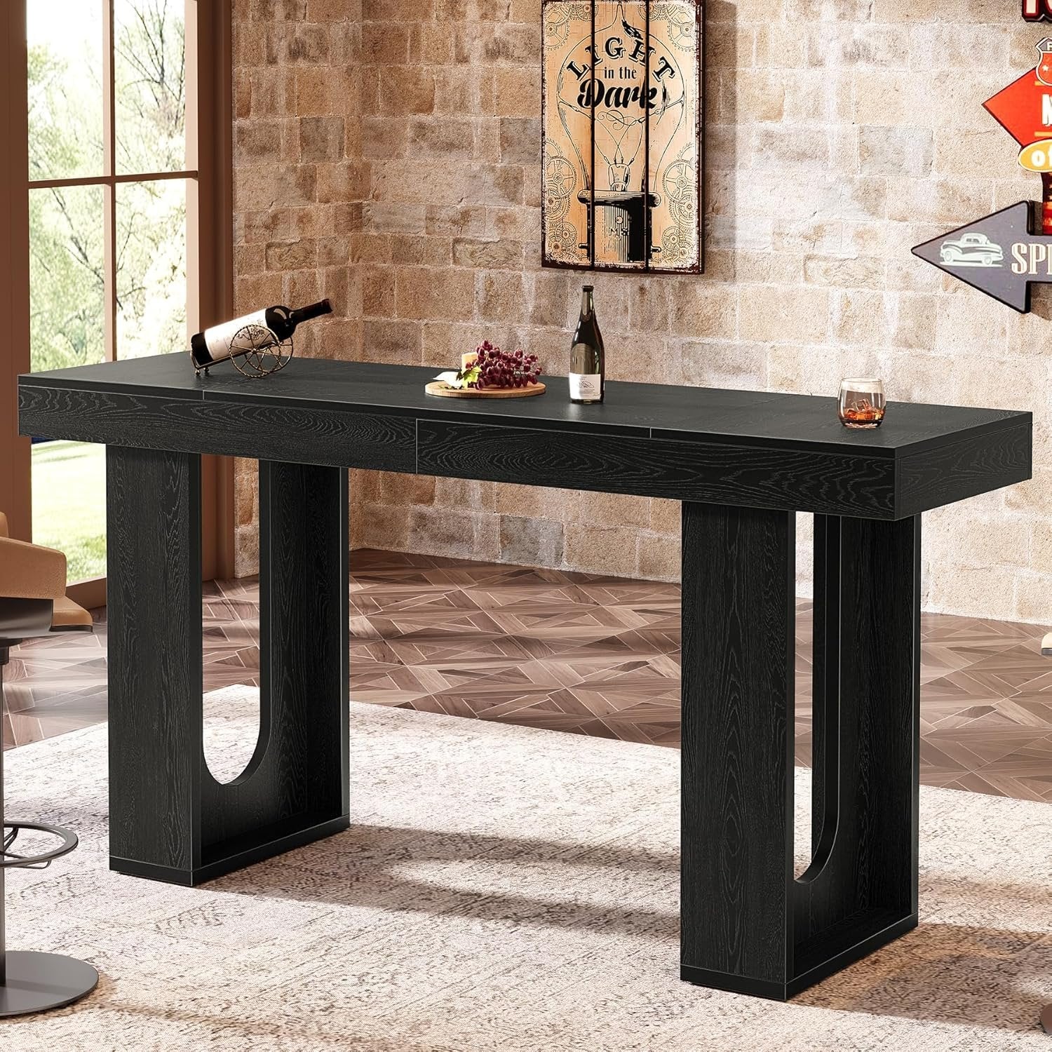 70.9" Long Bar Table, Rectangular Counter Height Pub Table Home Coffee Bar Unit
