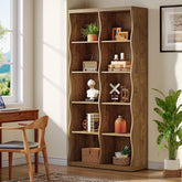 70.86" Tall Bookcase, 5-Tier Floor Standing Bookshelf with 10 Cubes 3