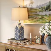 27" Chinoiserie Ceramic Table Lamp, Lighting Fixture with Ceramic Base 3