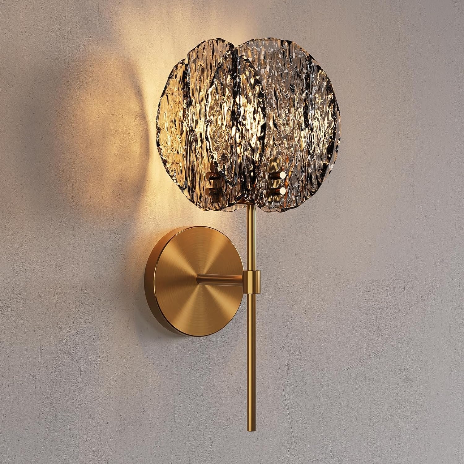 Modern Wall Light Fixture, 15" Bathroom Wall Sconce with Glass Shade