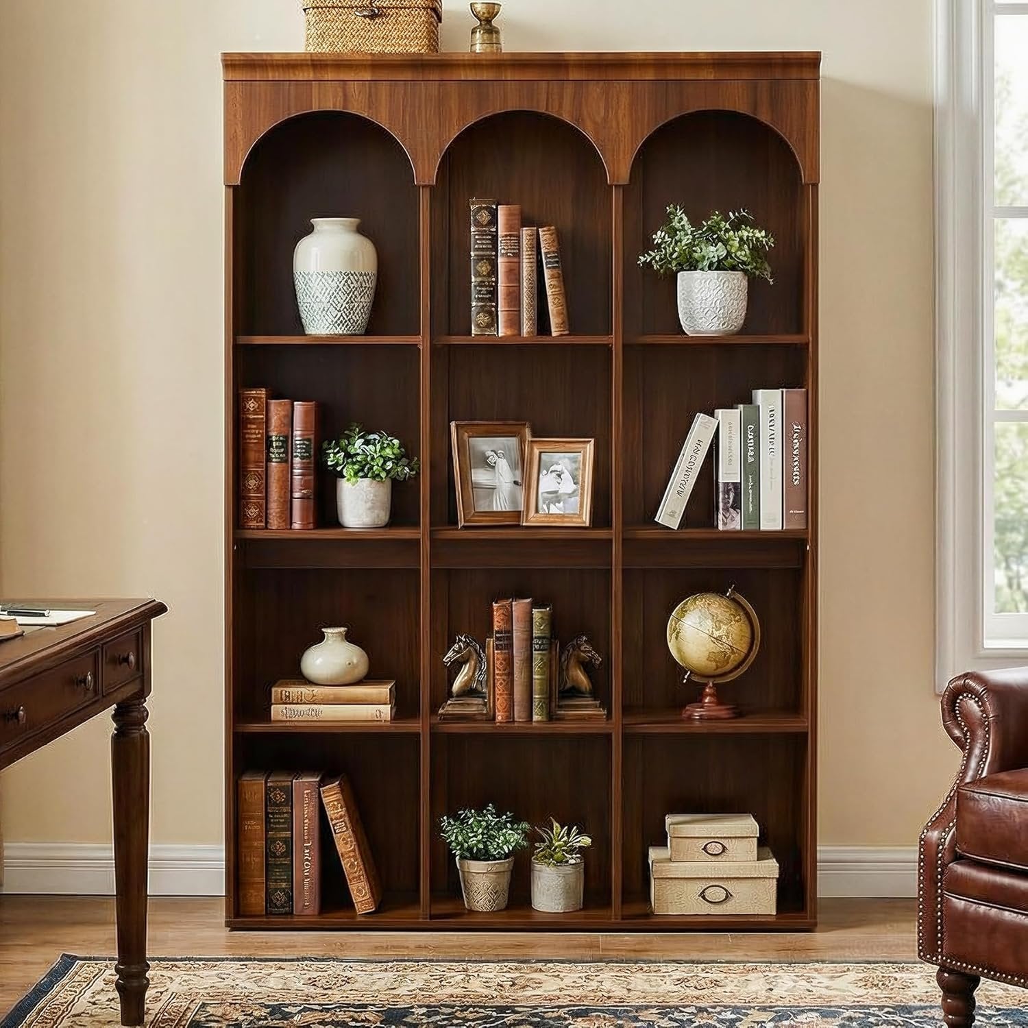 5-Tier Bookcase, 70.9" Tall Arched Bookshelf Open Shelving Unit