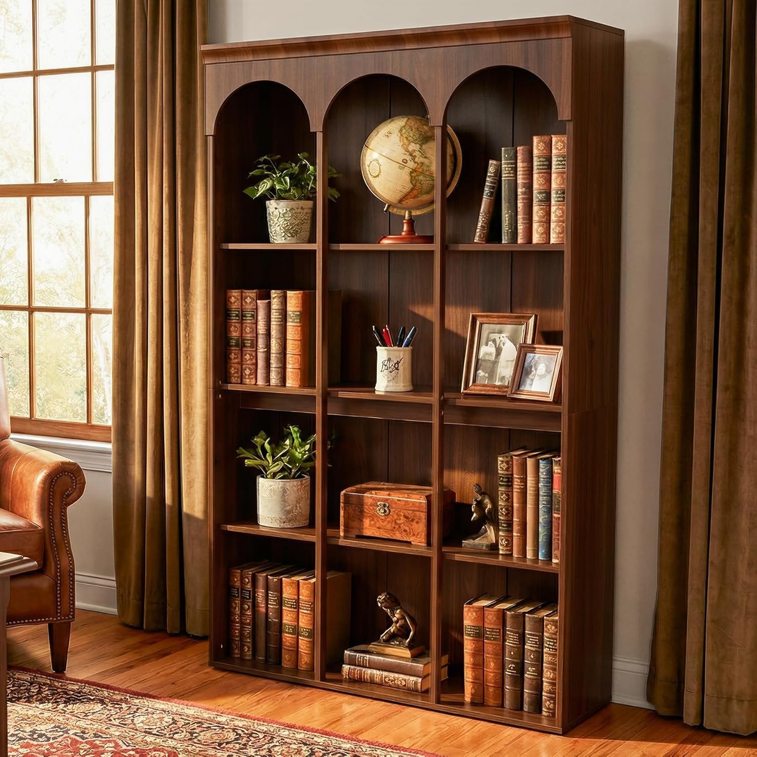 5-Tier Bookcase, 70.9" Tall Arched Bookshelf Open Shelving Unit