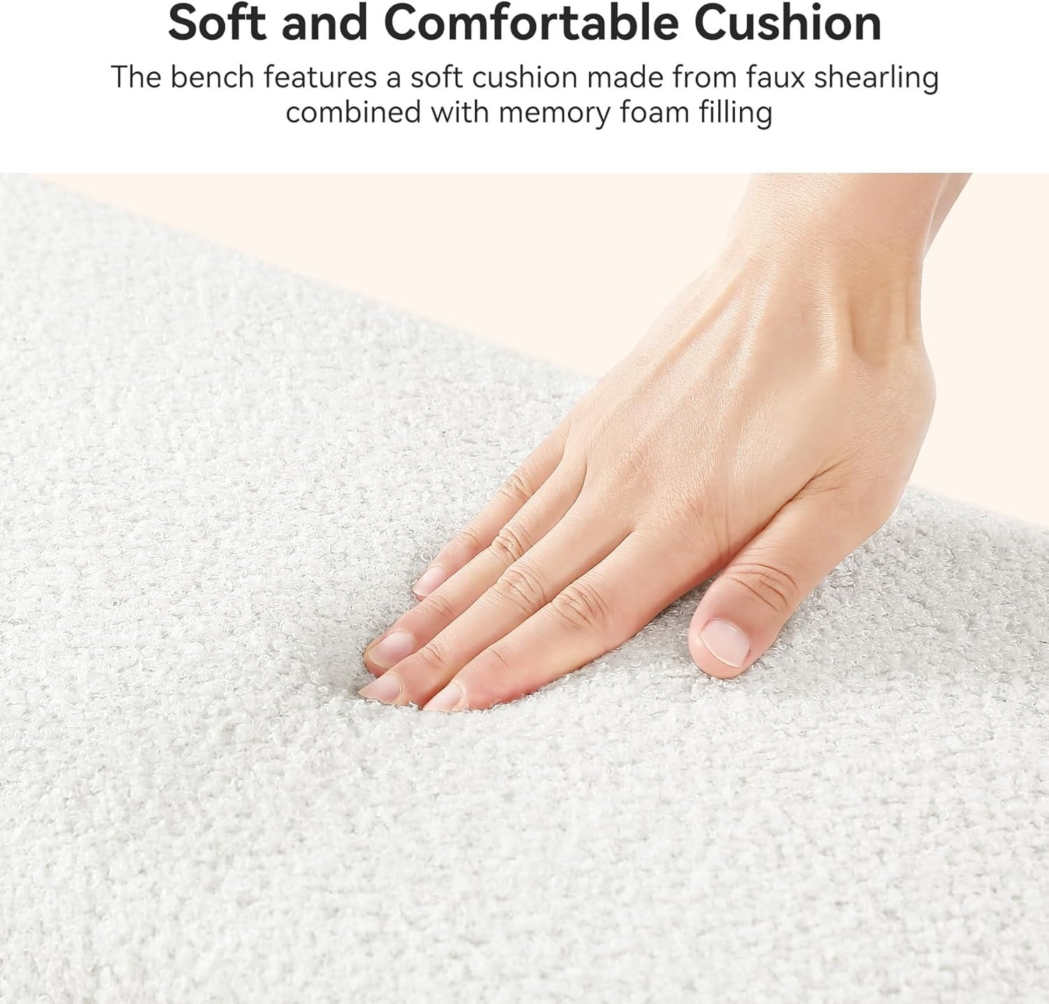 51" Upholstered Entryway Bench, Modern Solid Wood End of Bed Bench with Faux Shearling Padded Seat